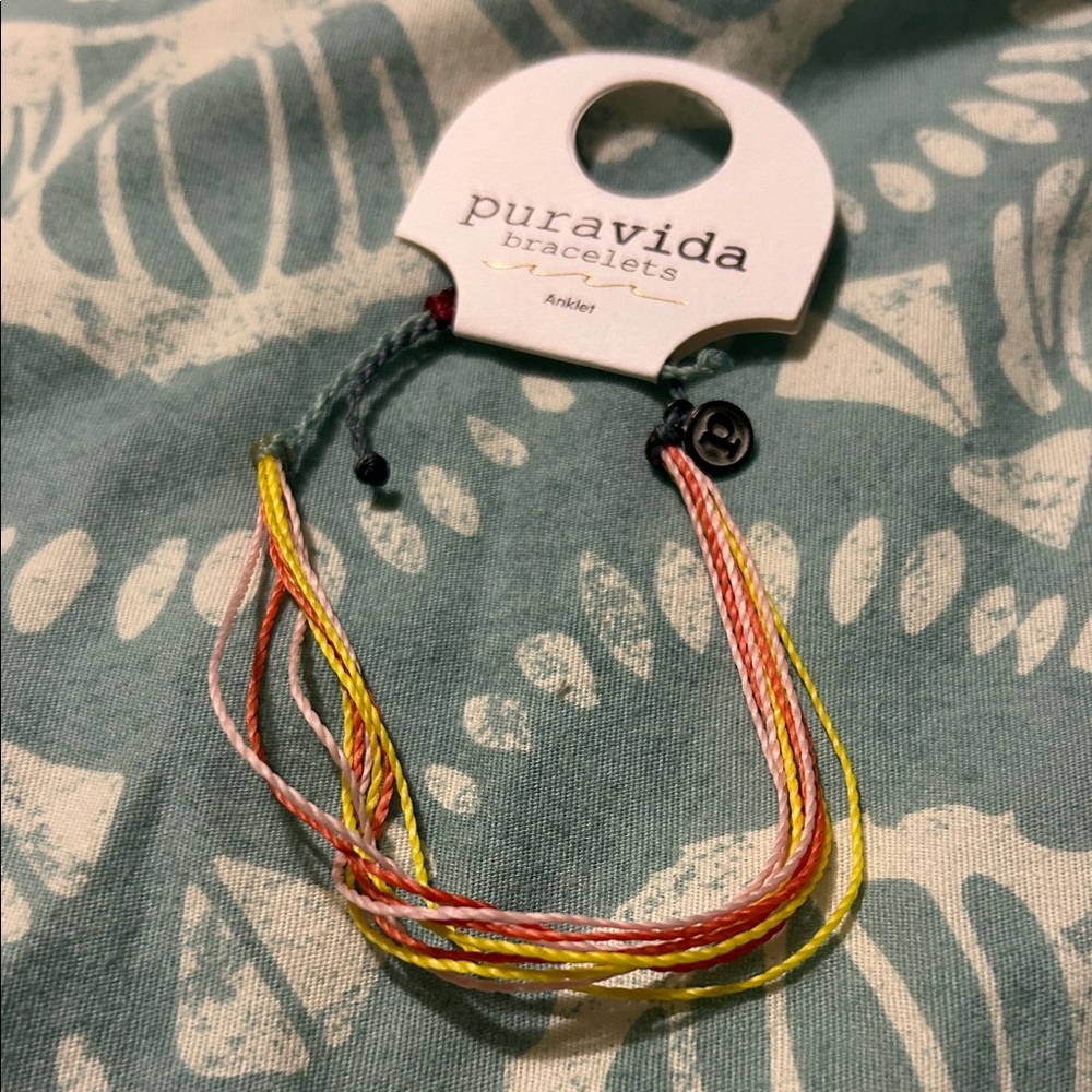 Pura Vida Pink and Yellow Anklet